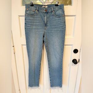 NWT madewell the perfect vintage jean magic pockets, cropped frayed hem wash